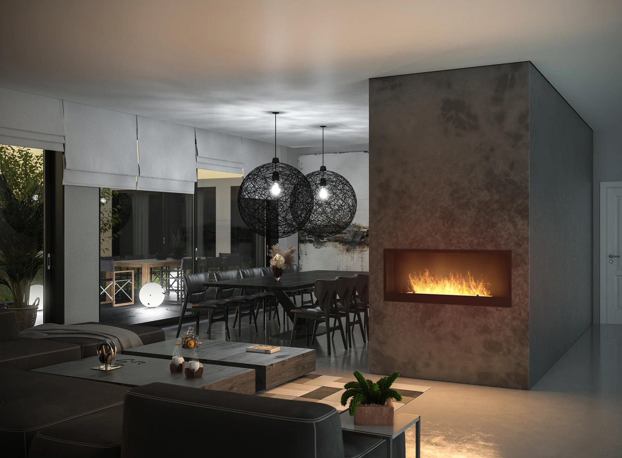 Modern built-in bioethanol fireplace Inside 1200 – black, Antisol glass 01-inside-1200_scena2-1