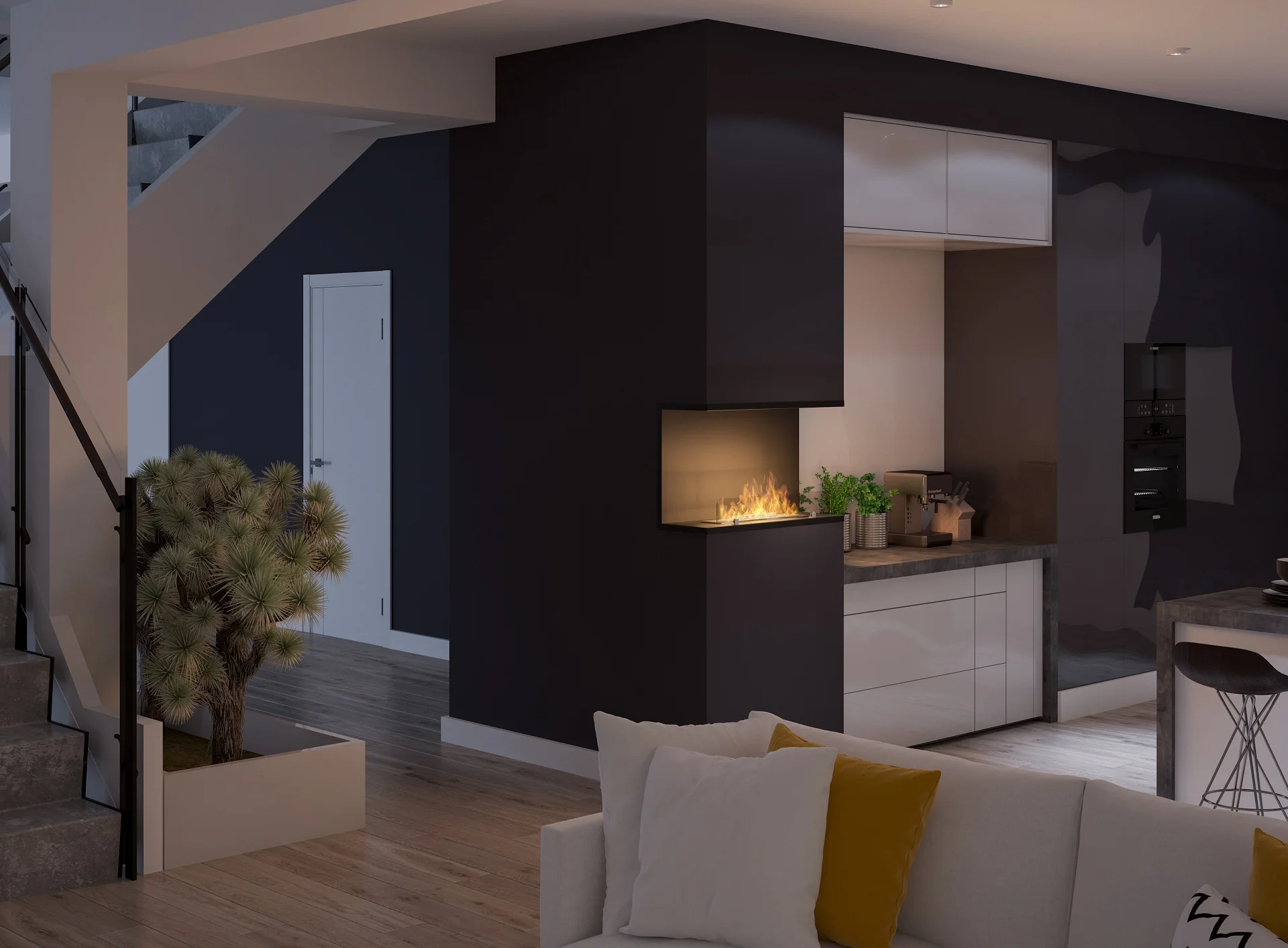 Inside C800 v2 bioethanol fireplace — built-in niche fireplace with FALA 500 mm burner, flame control 1-inside-c800-ver233