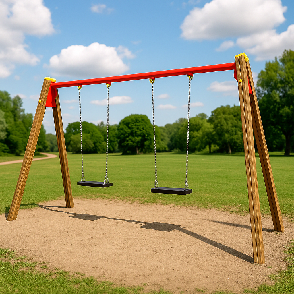 Dubbele schommel op houten palen TE404