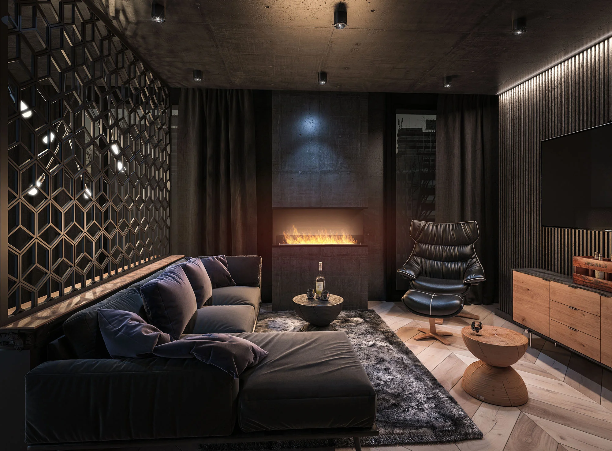 Aesthetic bioethanol fireplace Inside C1200 v2 — minimalist built‑in fireplace for a recess (3 l, 1000 mm burner) INS-c1200v2-1