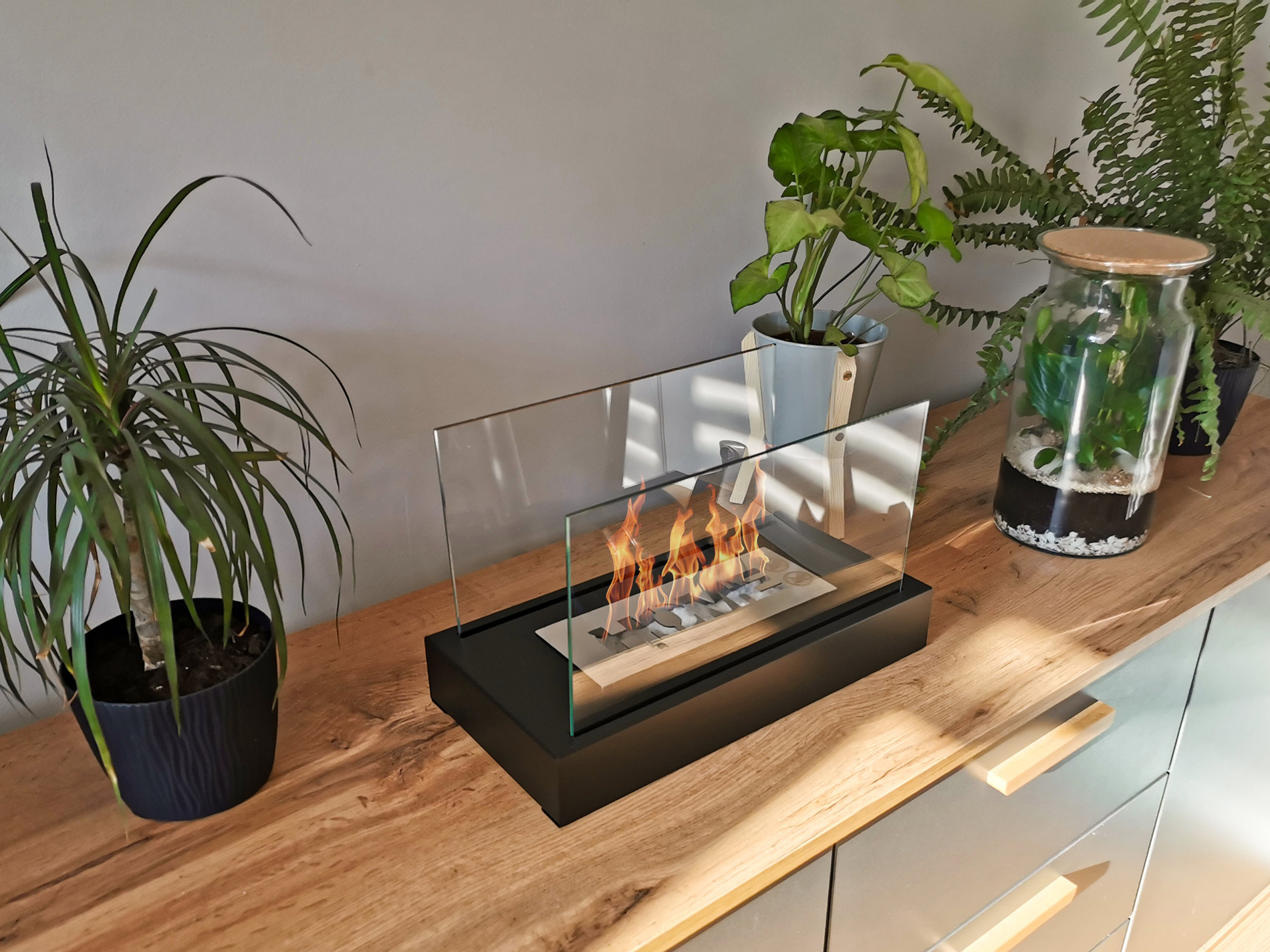 Freistehender Bioethanol-Kamin Home Schwarz Matt