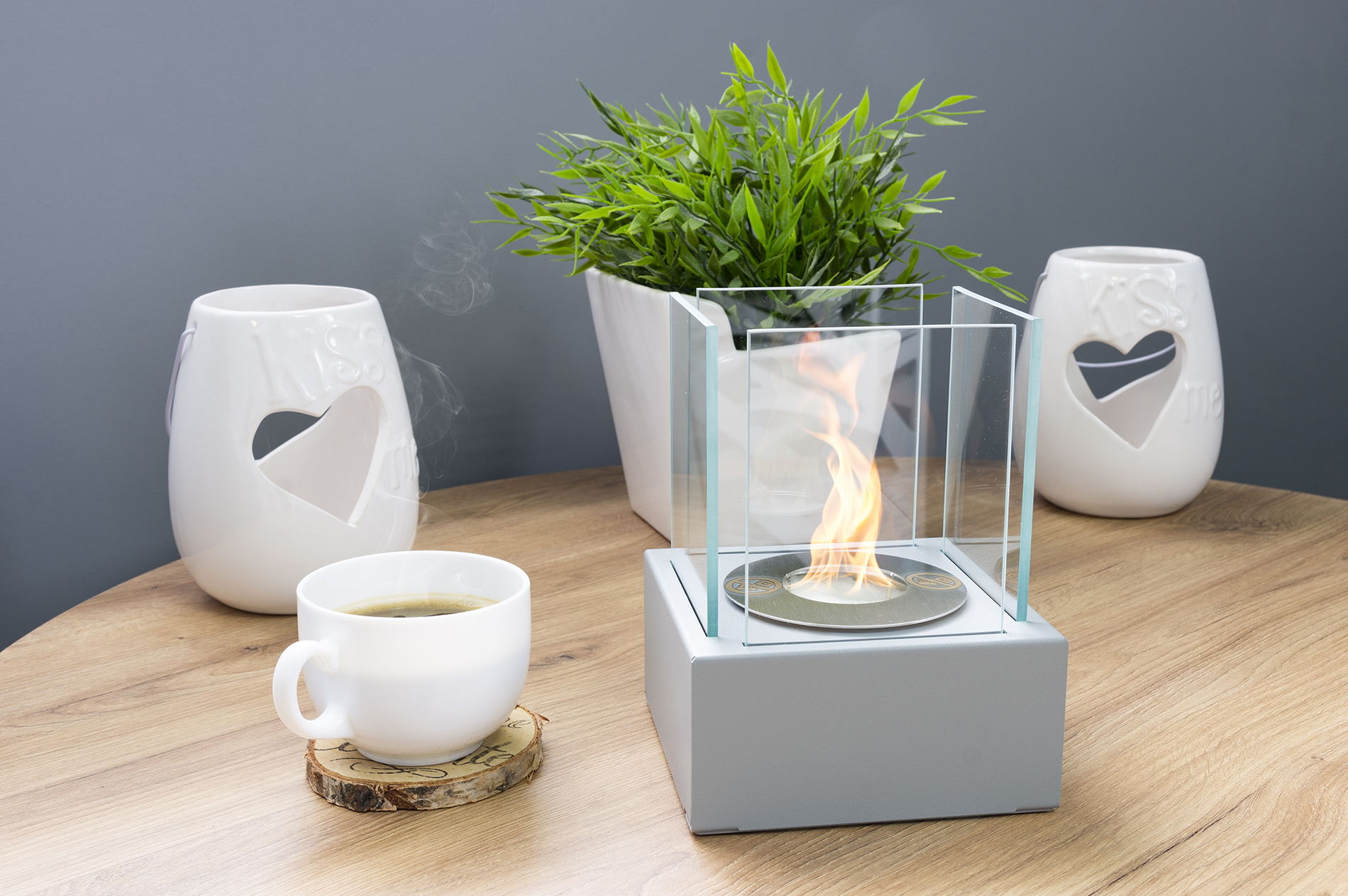 Väggmonterad biopeis 900x400 Slim med glas