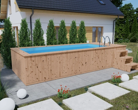 Piscina in legno con rivestimento in polipropilene 580x240 cm – una piscina da giardino moderna e resistente