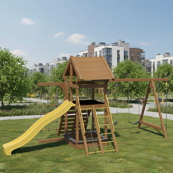 Playground complex “Rancho-2” P801.1B — private recreation & sports set for children, slide, swings
