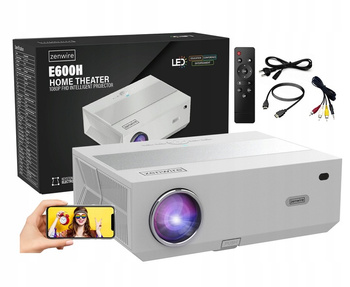 Projektor Projektor Android 9.0 SMART TV Full HD 4K 13500lm 450 Ansi 5000:1 WiFi 2,4/5 GHz Miracast Aircast Bluetooth 5.1 AutoKeystone Zenwire e600h