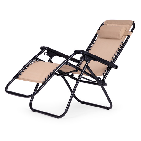 Zero Gravity Beach Garden Lounger Stol | Justerbar ryggstøtte for terrasse eller balkong Beige/Sort/Blå/Grå | Komfortabel hagestol, moderne stil, for uteplass og balkong