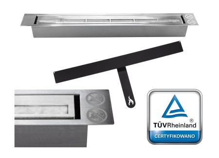 Biopejs 900x400 med glas – sort strukturel, moderne bioethanolpejs