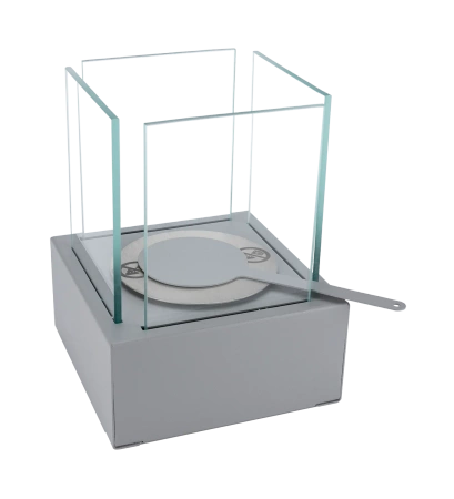 Интелигентна свободностояща камина на биоетанол в текстурирано матово сиво - стилна, бездимна камина на биоетанол за дома и терасата