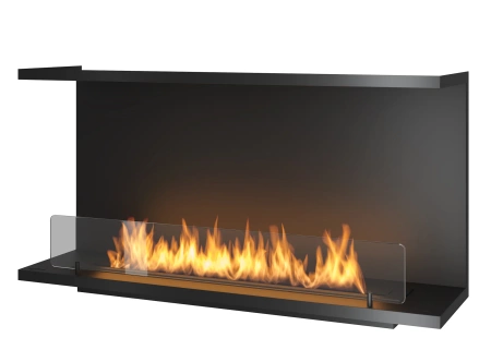 Biolareira minimalista Inside C1000 v2 — lareira embutida para nicho com queimador LONGFIRE 800, vidro temperado