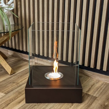 Șemineu bioetanol Sunset Garden maro mat - un șemineu bioetanol elegant, fără fum, pentru camera de zi și grădină