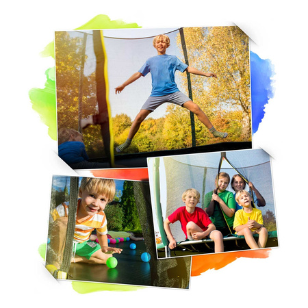 Градински батут 12 фута/374 см с мрежа, профилирани стойки и стълба Neo-Sport