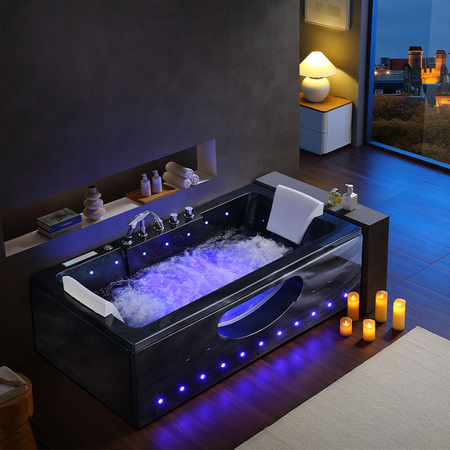 Hydromassage Bathtub IRIS 933B 160×84 – deep relaxation in a modern design, black