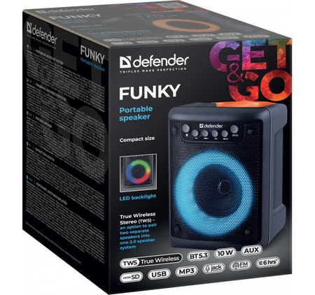 Defender FUNKY 10W "Bluetooth" belaidis garsiakalbis - kompaktiškas, mobilus, USB, microSD