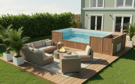 Piscina de jardim moderna com acessórios AG-540 - piscina independente de luxo