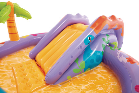 Täispuhutav lastebassein veemänguväljak 201x157x69 cm liumägi dinosaurus INTEX 56139