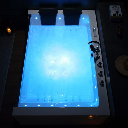 Whirlpool Badewanne für Zuhause | Weiß 42 Düsen 180×120 | Jacuzzi