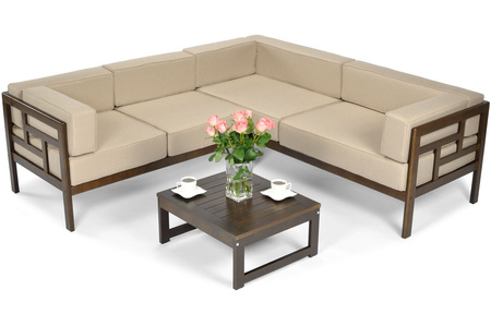 Tuinhoekbank EDEN donkerbruin/beige | tuinhoekbank, relax set, comfort op het terras