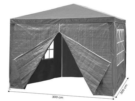 Kommersiella trädgårdspaviljongtält 3x3 m 4 väggar grå MultiGarden