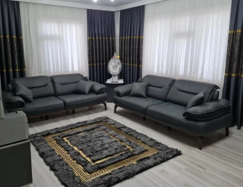 Tapete de pele de carneiro feito à mão tapete de couro natural cinzento PREMIUM Versace estilo tapete retangular de luxo macio