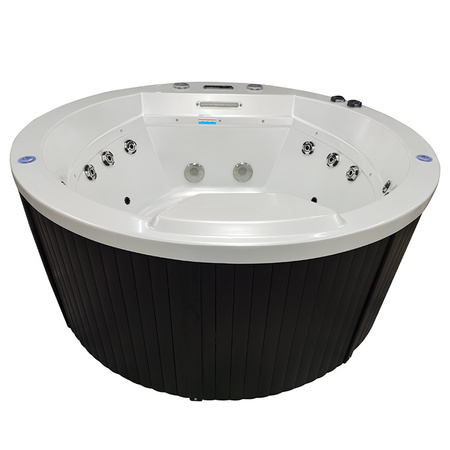 DELLA 916 balta perlamutra dārza virpuļvanna, antracīta korpuss 170x170 cm - luksusa spa dārzā