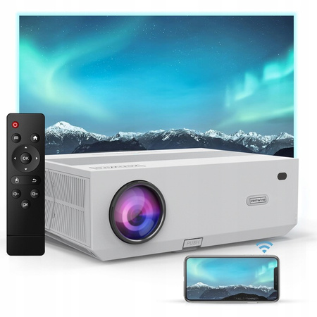 Projektor Rzutnik Android 9.0 SMART TV Full HD 4K 13500lm 450 Ansi 5000:1 WiFi 2.4/5 GHz Miracast Aircast Bluetooth 5.1 AutoKeystone Zenwire e600h