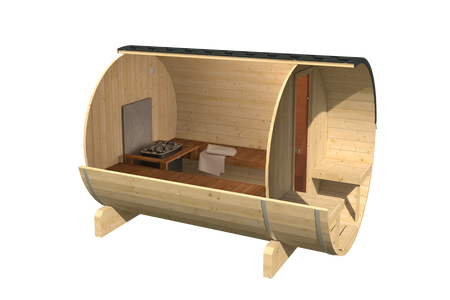 Outdoor Sauna EDA 280 – spacious premium sauna for 6–9 people with electric or wood-burning stove, for design and exceptional style