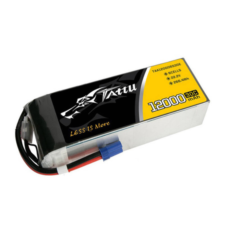 Tattu 12000mAh 22.2V 30C 6S1P UAV Lipo Pack akumulators ar EC5 savienotāju