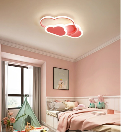 KINDER-LED-DECKENLAMPE ROSA WOLKEN 58W + FERNBEDIENUNG DL-I03