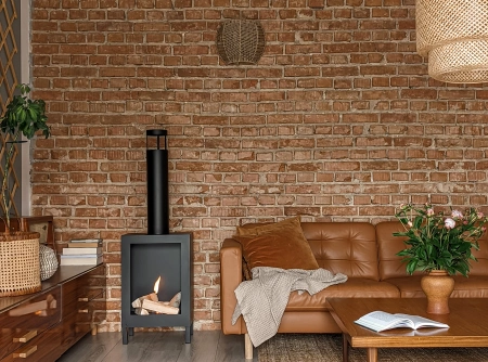 Freistehender Bio-Kamin Kozen schwarz matt