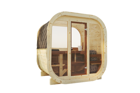 Sauna de exterior Eke 130 para 3-4 personas / Sólo calefacción eléctrica / Abeto nórdico de alta calidad (madera térmica de pino) | Bienestar | Relajación | SPA | Bienestar | Relajación | SPA | Estilo nórdico | Madera térmica