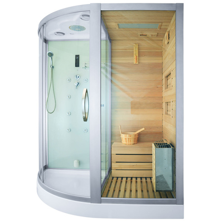 MO-1751W RIGHT TRIO, tør sauna, dampsauna og brusekabine 180X110X223CM