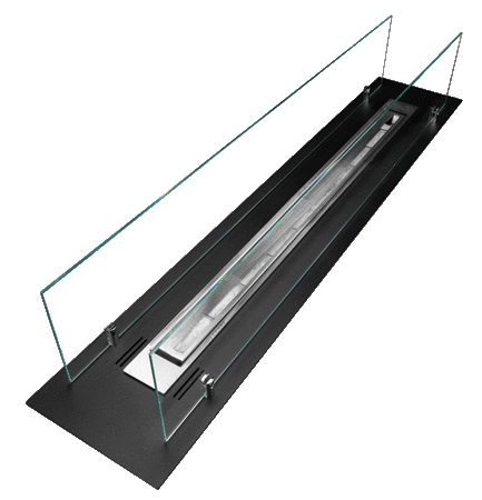 Indbygget biopejs 100 cm – mat sort med glas | Moderne pejseindsats