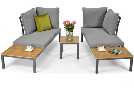 Vrtni kotiček s funkcijo ležalnika LAGOS- siva | vrtni kotiček, sedežna garnitura, udobje na terasi