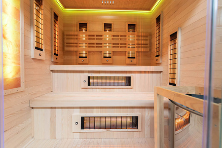 MO-EA4R-M COMBO Sauna infravermelha/finlandesa com aquecedor HARVIA 8 kW e pedra de sal