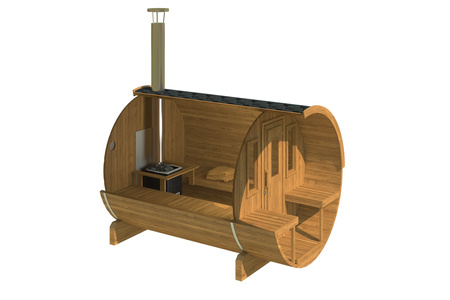 Zahradní sauna Barrel 250 4místná / Elektrická kamna Harvia Harvia nebo Harvia na dřevo / Vysoce kvalitní skandinávský smrk (Thermwood) | Wellness | Relaxace | Lázně | Relaxace | Přírodní dřevo | Připraveno k instalaci