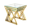 Набір з 3 сучасних столів з нержавіючої сталі та загартованого скла - елегантні столи золотистого кольору