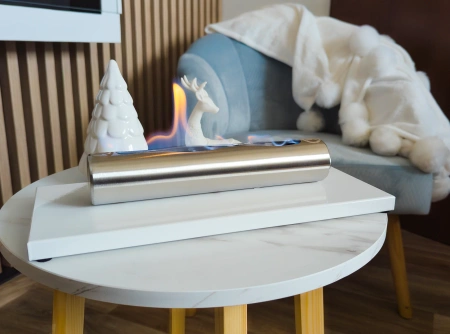 Free-standing Stainless white bio fireplace gloss