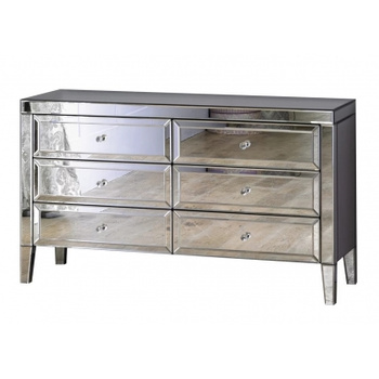 Stiklo komoda su 6 stalčiais - nauja, MDF + stiklas 125 × 72,5 × 40 cm
