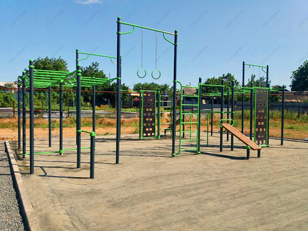 Lauko treniruoklių rinkinys S831.13 | Kopėčios | Barai | Ratai | Suoliukai