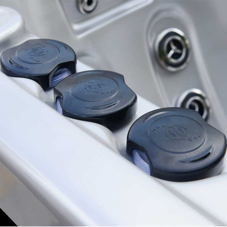 Baie Jacuzzi de grădină SPA340 Cappuccino placare cu lemn natural 220x220 cm - eleganță și relaxare în aer liber