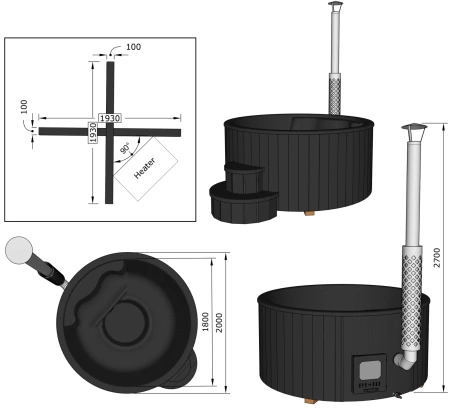 DeLux 200 Hot Tub - Luxuriöser Outdoor-Whirlpool Schwarz