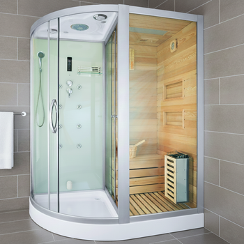 MO-1751W RIGHT TRIO, sausā sauna, tvaika sauna un dušas kabīne 180X110X223CM | Moderns dizains | Luksusa atpūta