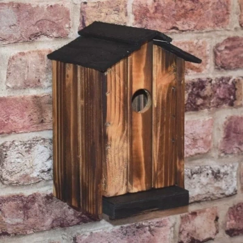 Budka lęgowa Rustic Mill Cozy House – wypalane drewno, ręcznie wykonana, 23,5 × 15 × 15 cm