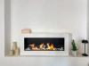 Chimenea de bioetanol colgante con cristal 900 × 400 – acabado blanco mate texturizado para tu confort