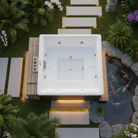 Jacuzzi OF-V2802 – luksuriøst 8-personers SPA med hydromassage, LED, Bluetooth og avanceret filtrering