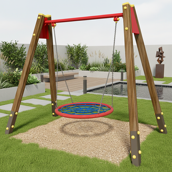 Sūpynės "Erškėčio lizdas" ant medinių stulpelių TE412-RC - saugi žaidimų aikštelės atrakcija