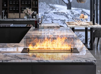 Αισθητικό τζάκι βιοαιθανόλης INSERT 600 — ένθετο για εντοιχισμό με κρύσταλλα, καυστήρας 500 mm (1 l), χωρίς παροχή ρεύματος