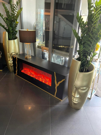 Magnetic Black elektrisk pejs – luksuriøs sort-guld LED-pejs 160 cm
