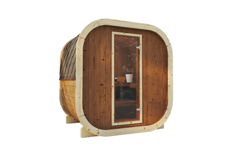 Sauna esterna Eke 130 per 3-4 persone / Solo riscaldamento elettrico / Abete nordico di alta qualità (Pino Termale) | Wellness | Relax | SPA | Wellness | Relax | SPA | Stile nordico | Legno Termale