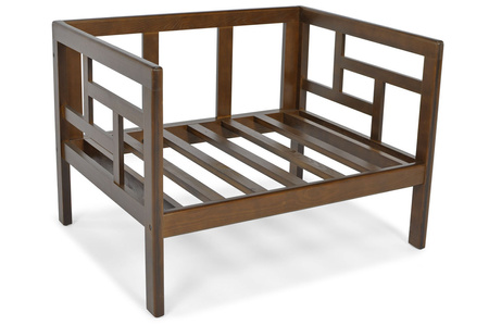 Дървен градински фотьойл EDEN тъмнокафяв/бежов | удобен градински фотьойл, модерен стил, за тераси и балкони